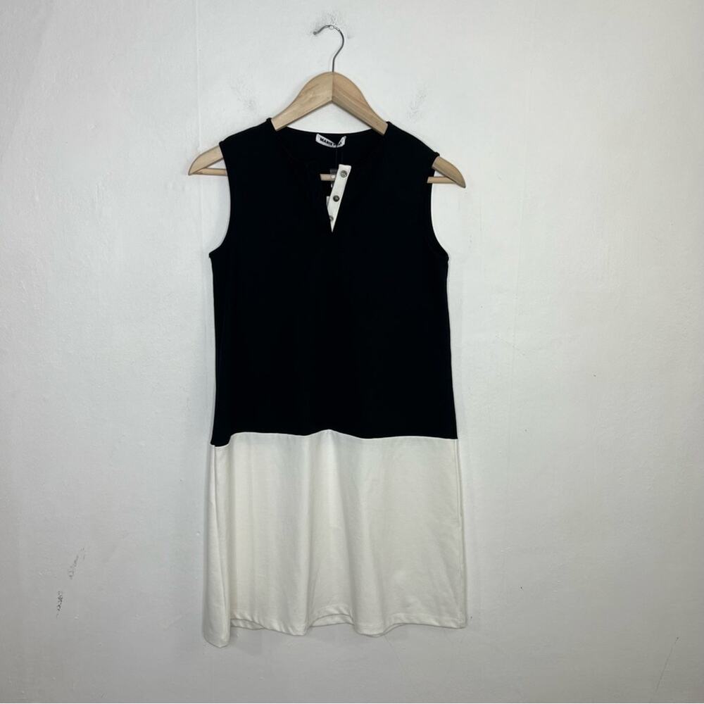 NWT Marie Hell Black White Tunic Shift Mini Mod Retro Dress Sustainable Small